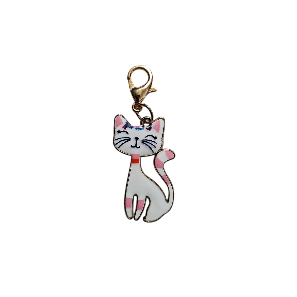 Charming Cat Pendant/Charm with Pink Accents